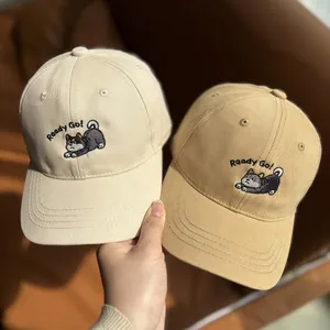 Kids Cotton Shiba Inu Dog Embroidery Baseball Cap Adjustable Ready Go Letter Sun Hat For Boys Girls Outdoor Sports