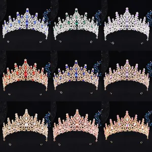 Luxurious Baroque Alloy Rhinestone Bridal Crown Tiara For Wedding Party Birthday European Style Women Headwear Accessories