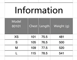 Detailed size chart with chest, length, and weight metrics for striped oversized blazer
