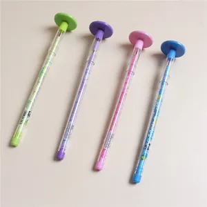 Set of four colorful gyroscope-style non-sharpening pencils for students in pastel colors