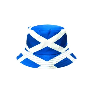 Chapeau bob bleu avec drapeau de l'Écosse pour supporters de football et fans