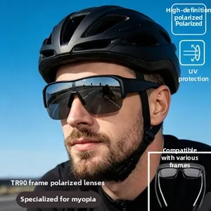 Polarized cycling sunglasses over prescription glasses with TR90 frame and UV protection