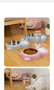 Multi-functional pet feeder with automatic water bottle and stainless steel bowl