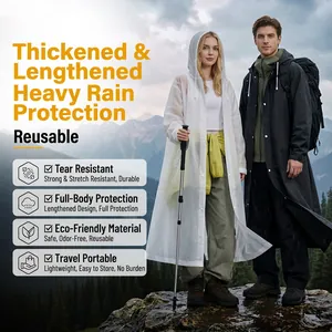 Eva Raincoat Long Hooded Waterproof Thickened Portable Rain Poncho For Adults Kids Outdoor Travel Hiking