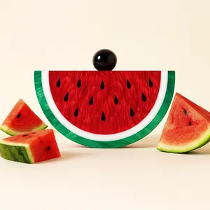 Creative watermelon acrylic clutch bag with spherical metal clasp for dinner and wedding
