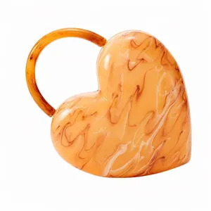 Retro heart-shaped marble texture acrylic evening clutch bag with round handle