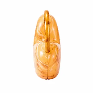 Retro amber acrylic heart clutch handbag with marble pattern and integrated handle