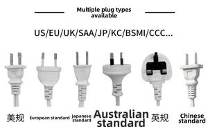 Vista detallada de varios tipos de enchufes para manta eléctrica normas US EU UK y AU