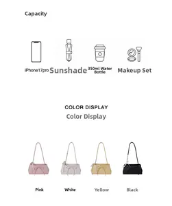 Sac à bandoulière avec nœud, options de couleurs et détails sur la grande capacité interne
