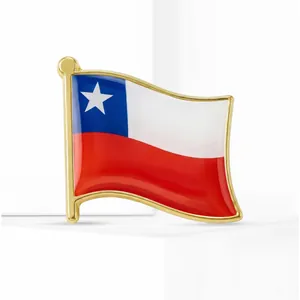 Chile Flag Enamel Brooch Pin Alloy Wavy Chilean National Flag Lapel Pin For Men Women Fashion Commute Jewelry Souvenir Gift