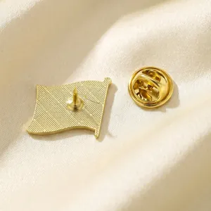 Elegant gold-tone Chile flag shield brooch pin with secure butterfly clutch backing