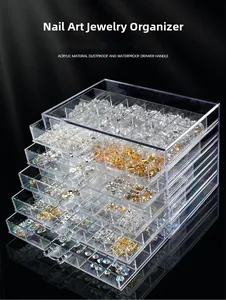 Five-layer acrylic nail art organizer with transparent drawers for jewelry storage