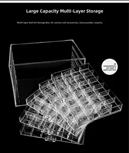 5-layer acrylic 120 grids nail art storage organizer box with clear pull-out drawers