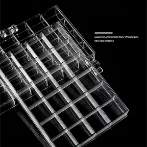 Transparent 120-grid acrylic organizer box for nail art jewelry and small craft parts