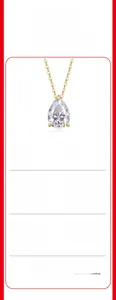 Detailed close-up of a pear-cut moissanite pendant on a 925 silver gold-plated chain
