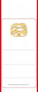 Crossed hollow gold ring made of 925 silver with 79 pieces of 1.0mm Moissanite stones