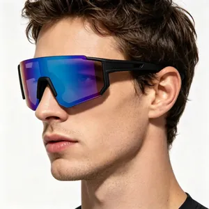 Sports Sunglasses One-Piece Large Lens UV400 Protection Windproof PC Frame Cycling Glasses Outdoor For Men Women