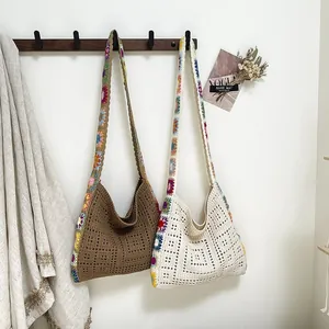 Handmade Woven PU Shoulder Bag For Women Hollow Out Crochet Tote Casual Summer Beach Travel Large Capacity Handbag