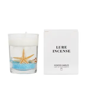 Marine jelly scented candle with sea shells and gift box for home decoration