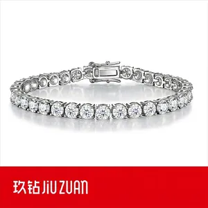 925 Sterling Silver Moissanite Tennis Bracelet For Women Luxurious Round Cut Moissanite Full Rhinestone Bracelet Wedding Jewelry Gift