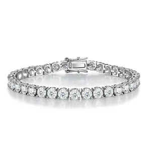 Elegant 925 sterling silver tennis bracelet with brilliant round-cut moissanite stones