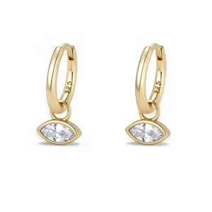 Orecchini a cerchio in argento S925 con pendenti in zircone a taglio marquise