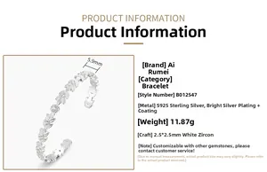Detailed technical diagram of S925 sterling silver leaf bracelet with 5.9mm width specs