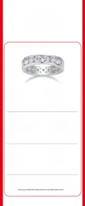 Detail view of S925 silver ring featuring 17 pieces of 4.0mm moissanite stones