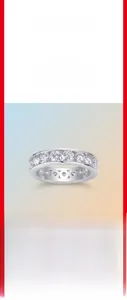 Close-up of S925 sterling silver eternity ring featuring brilliant moissanite stones