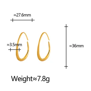 Minimalist gold geometric brushed earrings with oval streamlined design for women
