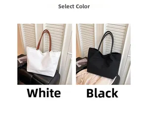 Detailed comparison of minimalist white and black large capacity canvas tote bags