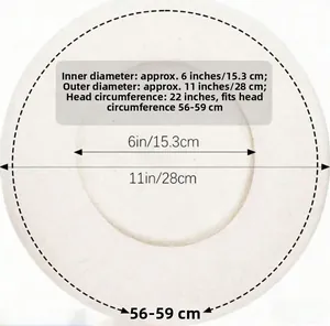 Detailed size chart showing inner and outer diameter of the wool blend beret hat