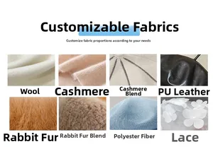 Detail of wool, cashmere, PU leather, and lace fabric texture options for beret hats