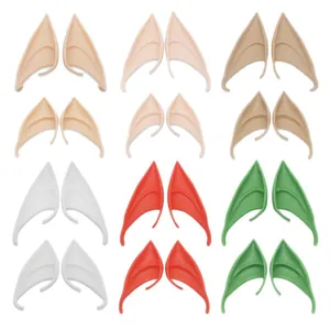 Cosplay elf ears set in long and short styles with various skin tones and vibrant colors