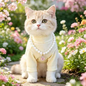 Elegant Pet Artificial Pearl Necklace Collar For Cats Small Dogs With Crystal Beads Butterfly Moon Charms Princess Style Jewelry