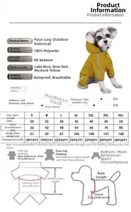 Tableau des tailles détaillé pour imperméable chien avec guide de mesure complet