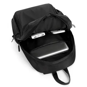 Large black water-resistant laptop backpack with organized internal storage pockets