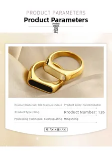 Detail of 304 stainless steel rings with shell inlay on golden silk background