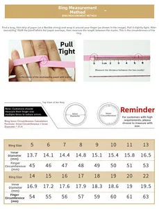 Comprehensive ring size chart and measurement guide for titanium steel rings 45mm to 63mm