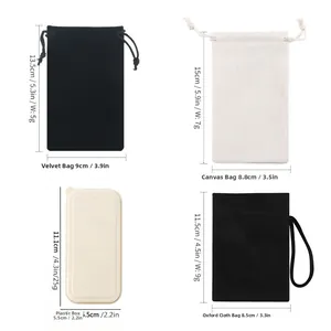 Four storage options for folding cutlery including velvet, linen bags and plastic case