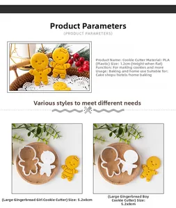 Dettaglio macro degli stampi per biscotti PLA omino di pan di zenzero con dimensioni