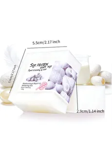 White goat milk silk protein soap dimensions 5.5x5.5x2.9cm with cocoon and feather