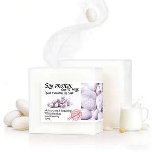 Handmade goat milk silk protein soap 100g for whitening and moisturizing in milk splash