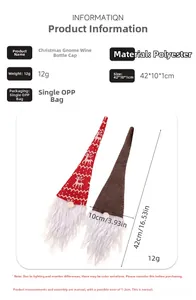 Detailed size specifications for Christmas gnome wine bottle covers with gnome hat patterns