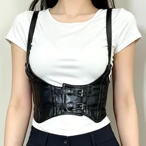 Women Wide Corset Belt Vest Strap Adjustable PU Leather Denim Lace Elastic Waist Cincher Gothic Punk Fashion Accessory