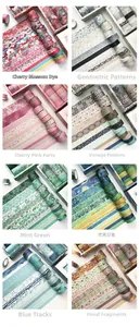 Detail of 12 rolls washi tape set in 8 various artistic patterns and colors for DIY crafting