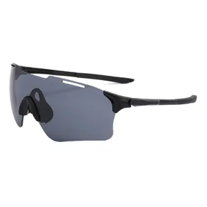 Outdoor sports cycling sunglasses with black wrap-around shield lens and UV protection