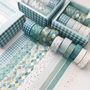 Decorative Washi Tape Gold Stamping DIY Scrapbooking Stationery Sticker For Planner Journaling Starry Sky Floral Geometric Patterns