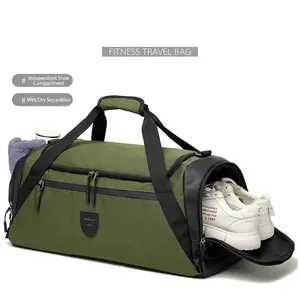 Sac De Voyage De Sport Grande Capacité Avec Compartiment Chaussures Indépendant Séparation Humide Sec Polyester