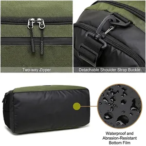 Sac de sport multifonction vert armée avec base imperméable et fermeture éclair double